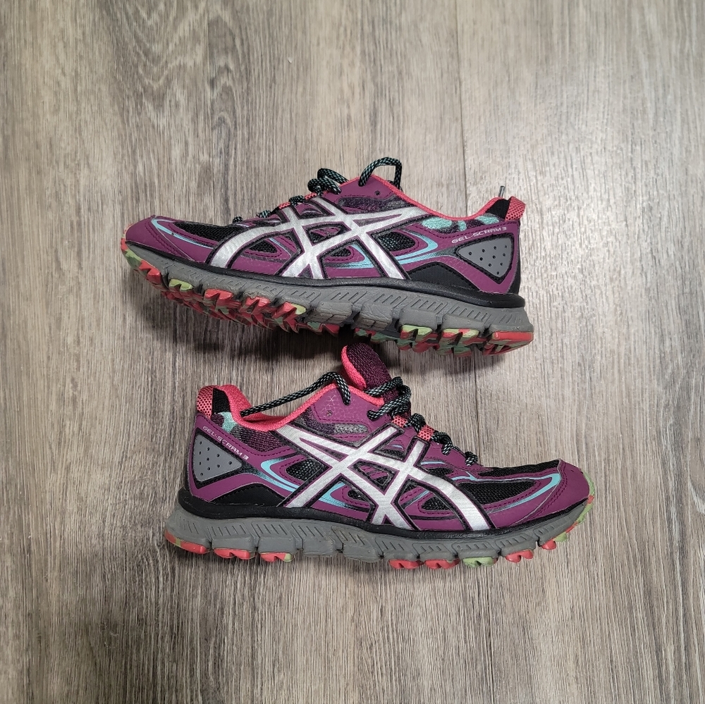 Asics Women’s GEL-SCRAM 3 T6K7Q Size 6.5W Purple Black Running Shoes